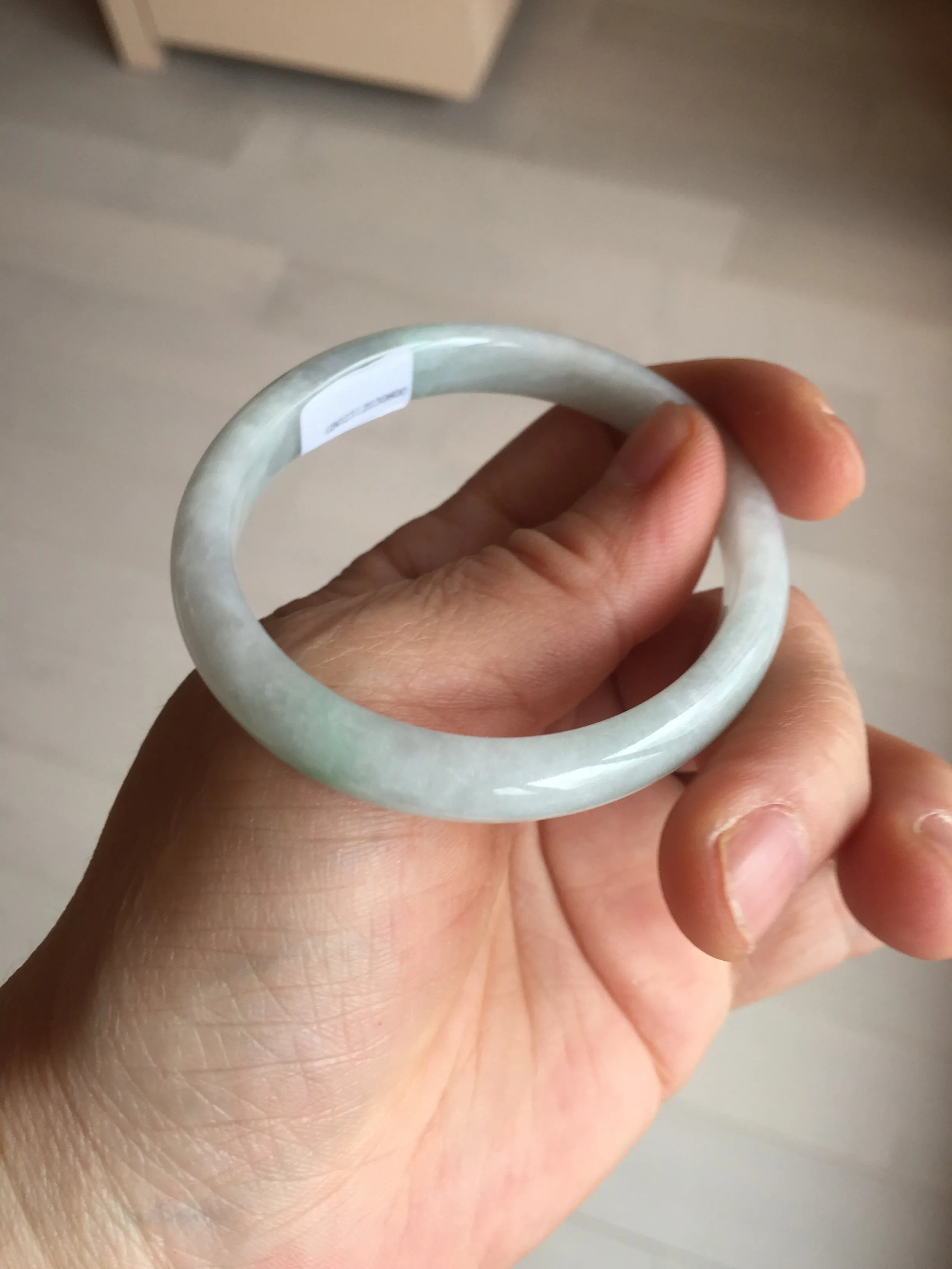 49mm Type A 100% Natural light green oval Jadeite Jade bangle BM71