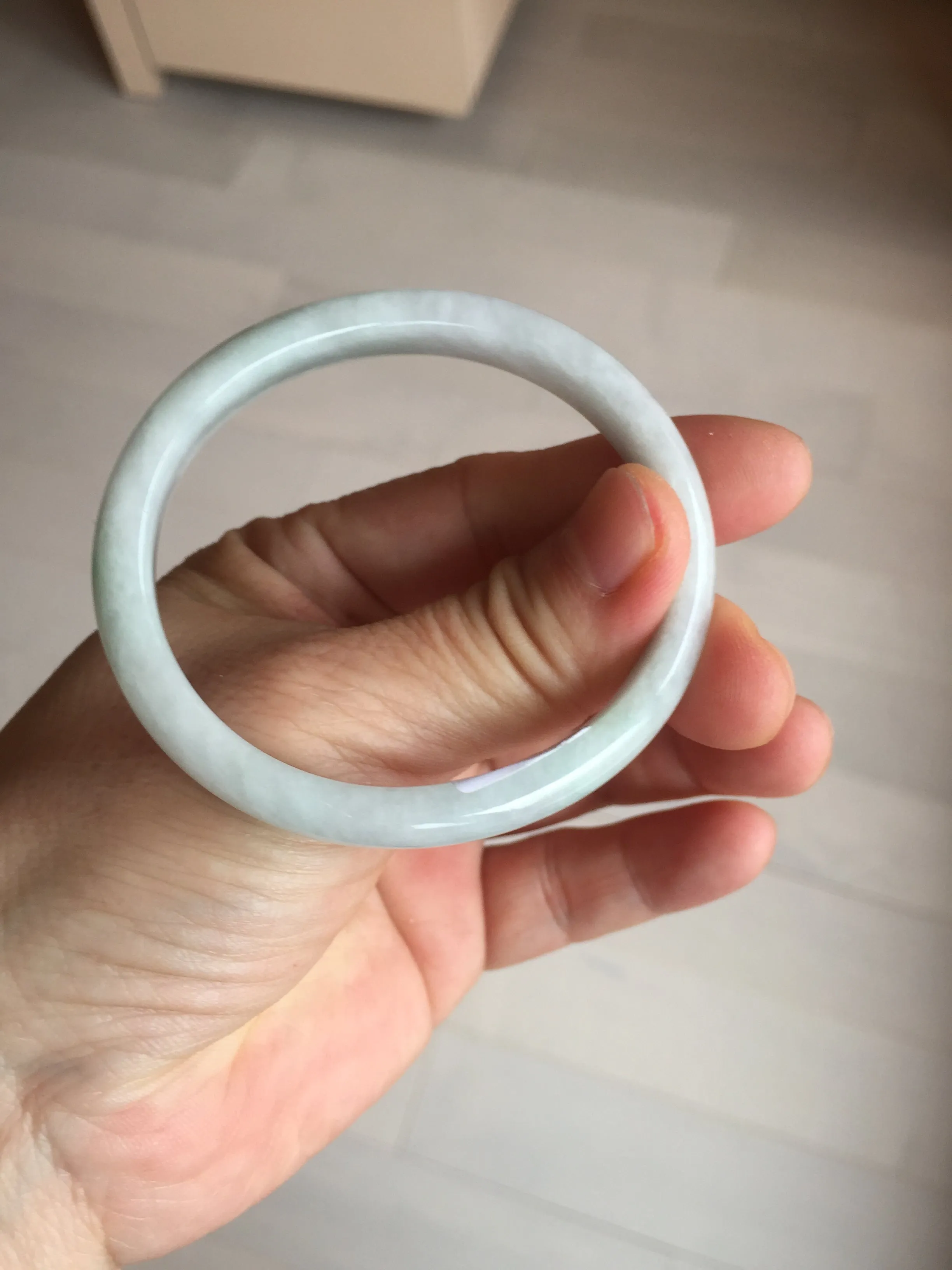 49mm Type A 100% Natural light green oval Jadeite Jade bangle BM71