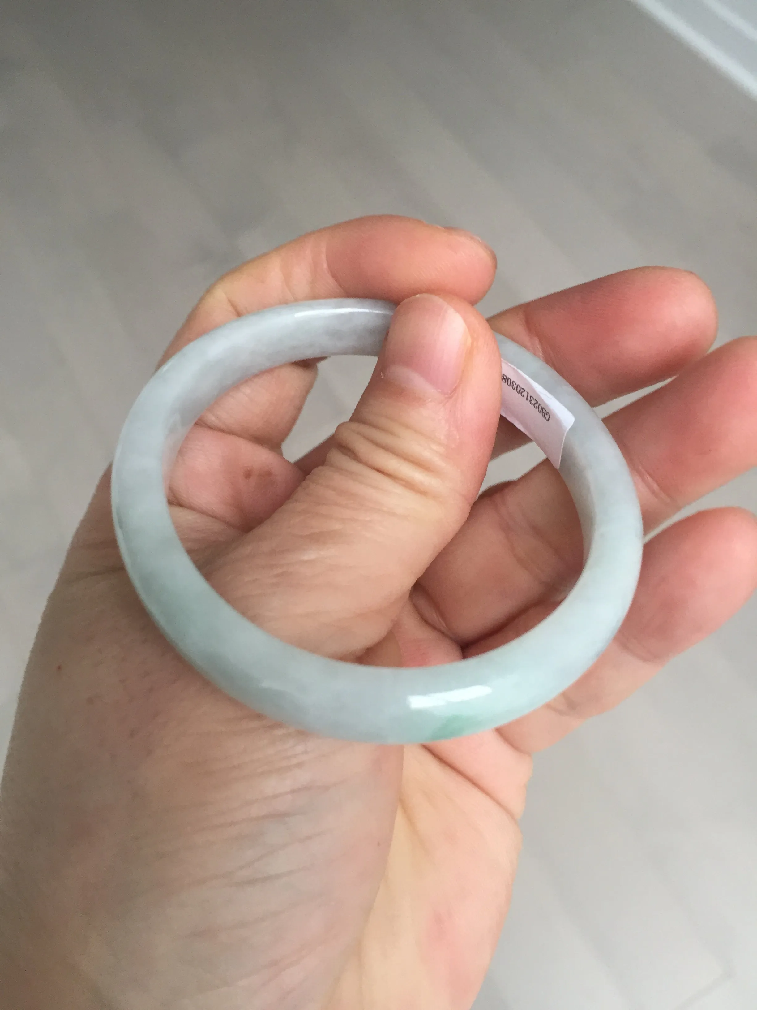 49mm Type A 100% Natural light green oval Jadeite Jade bangle BM71