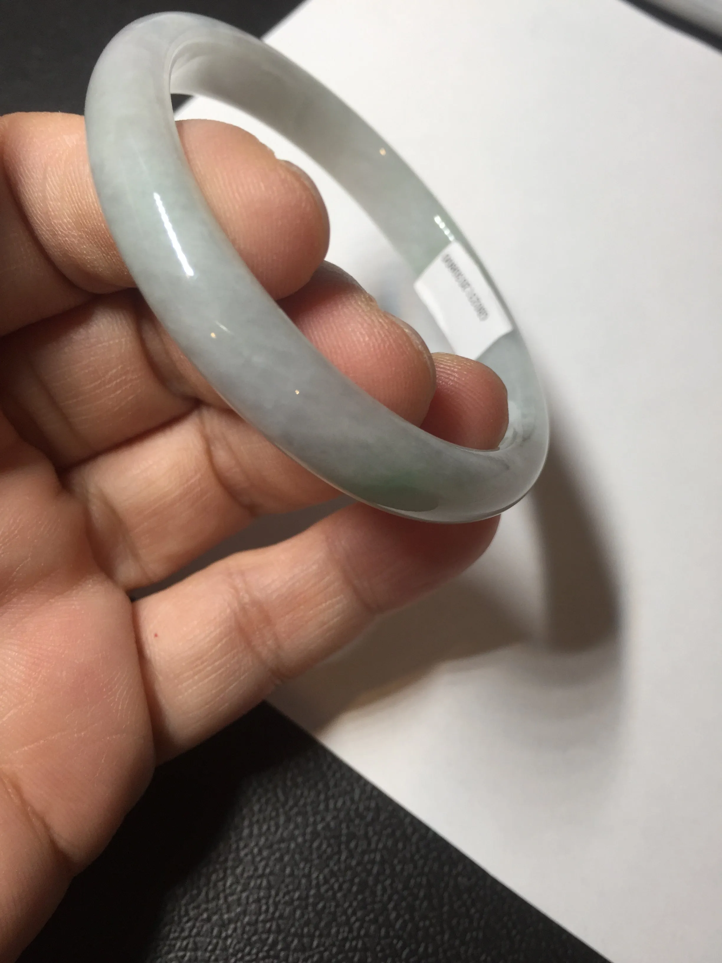 49mm Type A 100% Natural light green oval Jadeite Jade bangle BM71