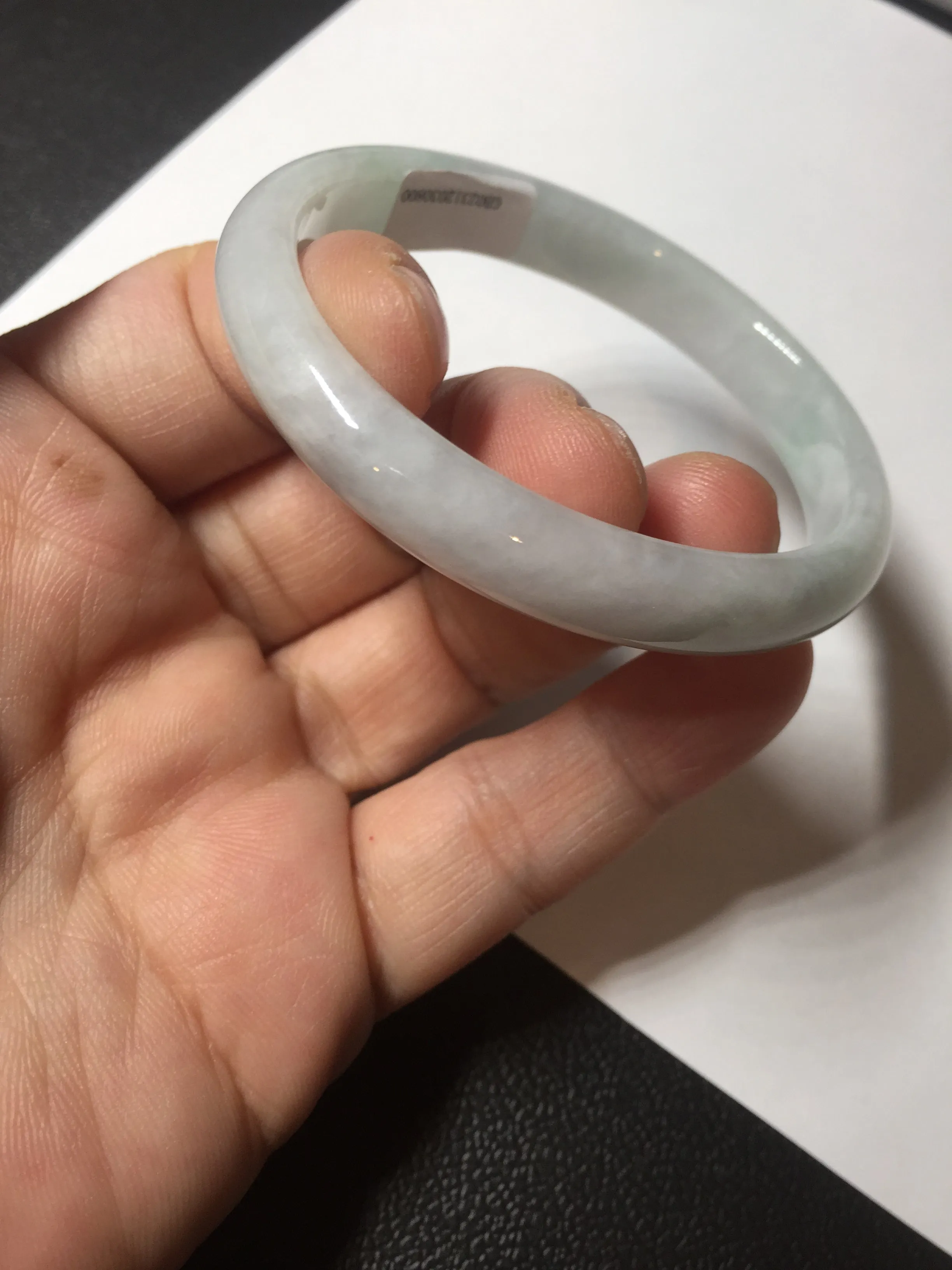 49mm Type A 100% Natural light green oval Jadeite Jade bangle BM71