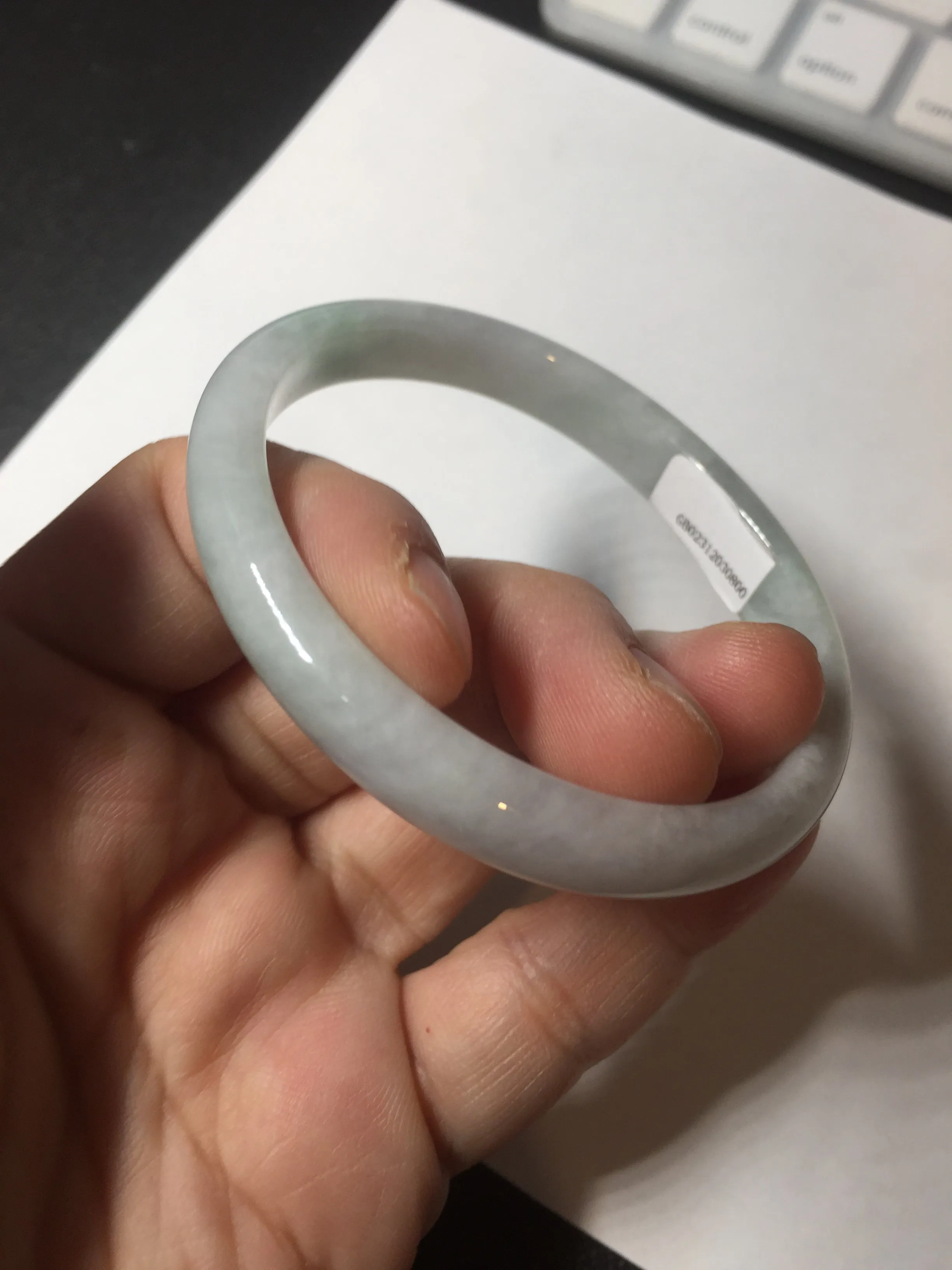 49mm Type A 100% Natural light green oval Jadeite Jade bangle BM71