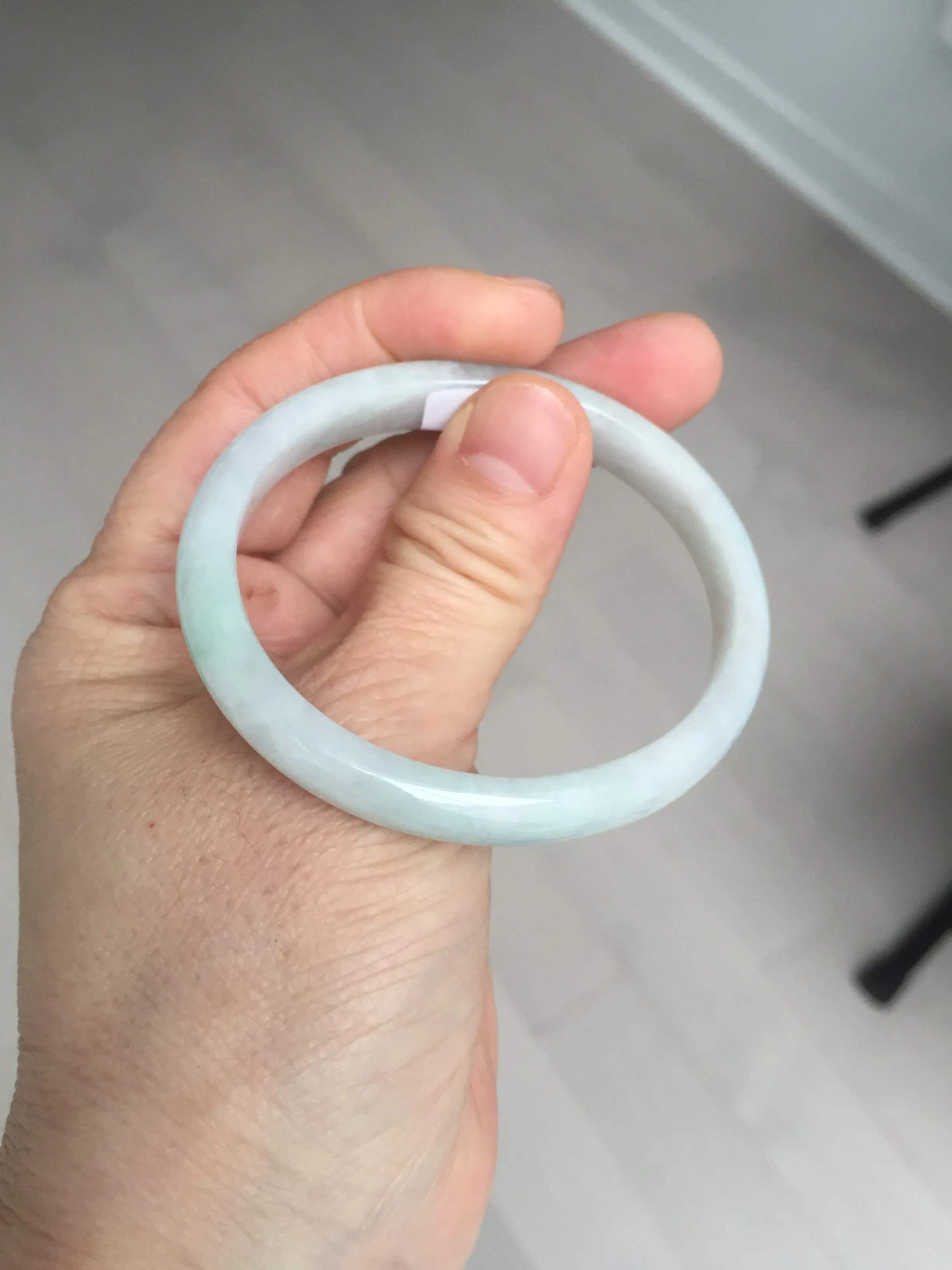 49mm Type A 100% Natural light green oval Jadeite Jade bangle BM71