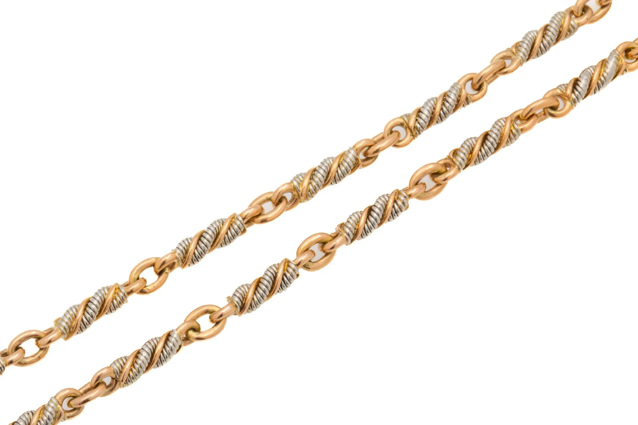 8.5" Antique Platinum & 15ct Gold T-bar Bracelet, 18.3g