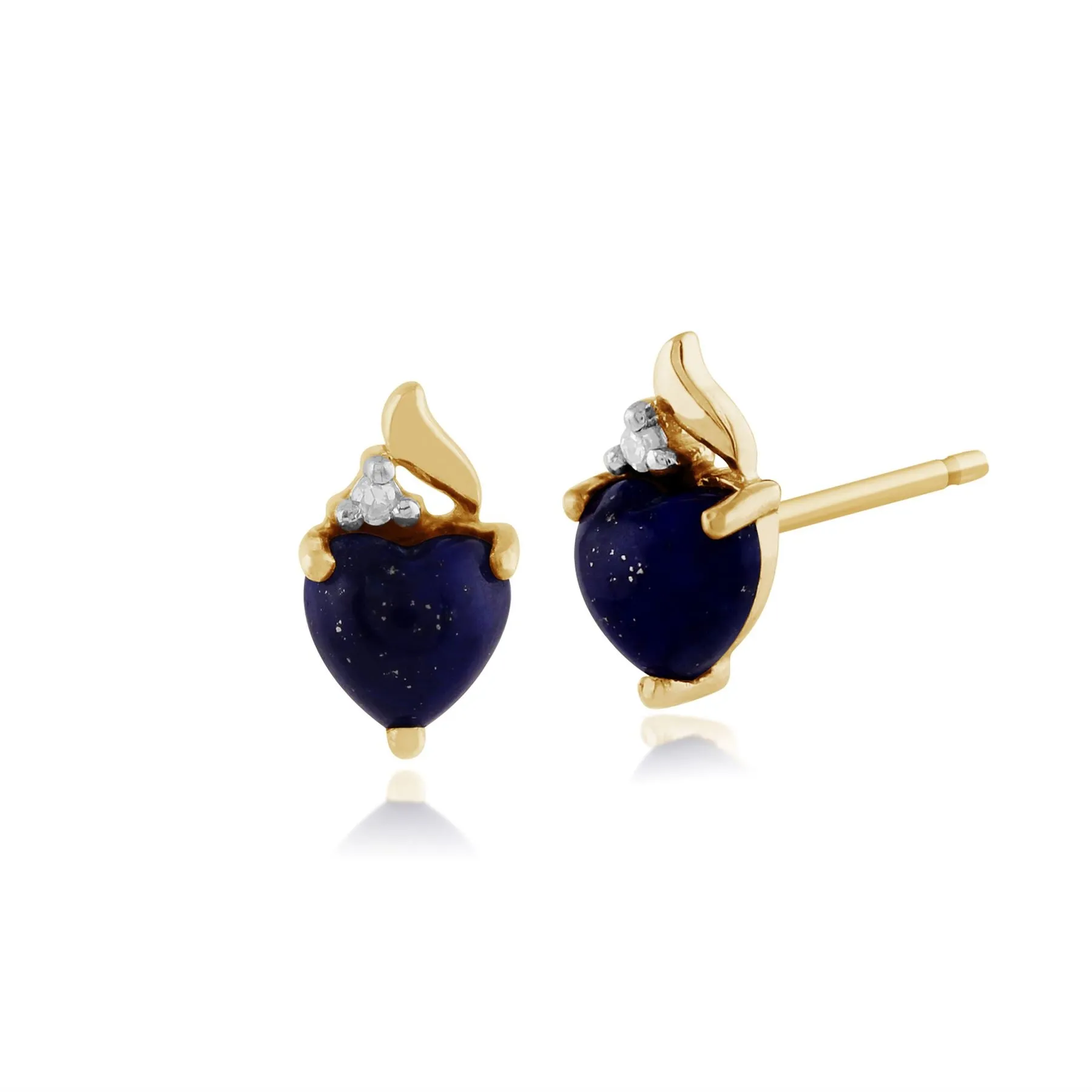 9 karat Gelbes Gold Lapislazuli & Diamant Ohrstecker Ohrringe