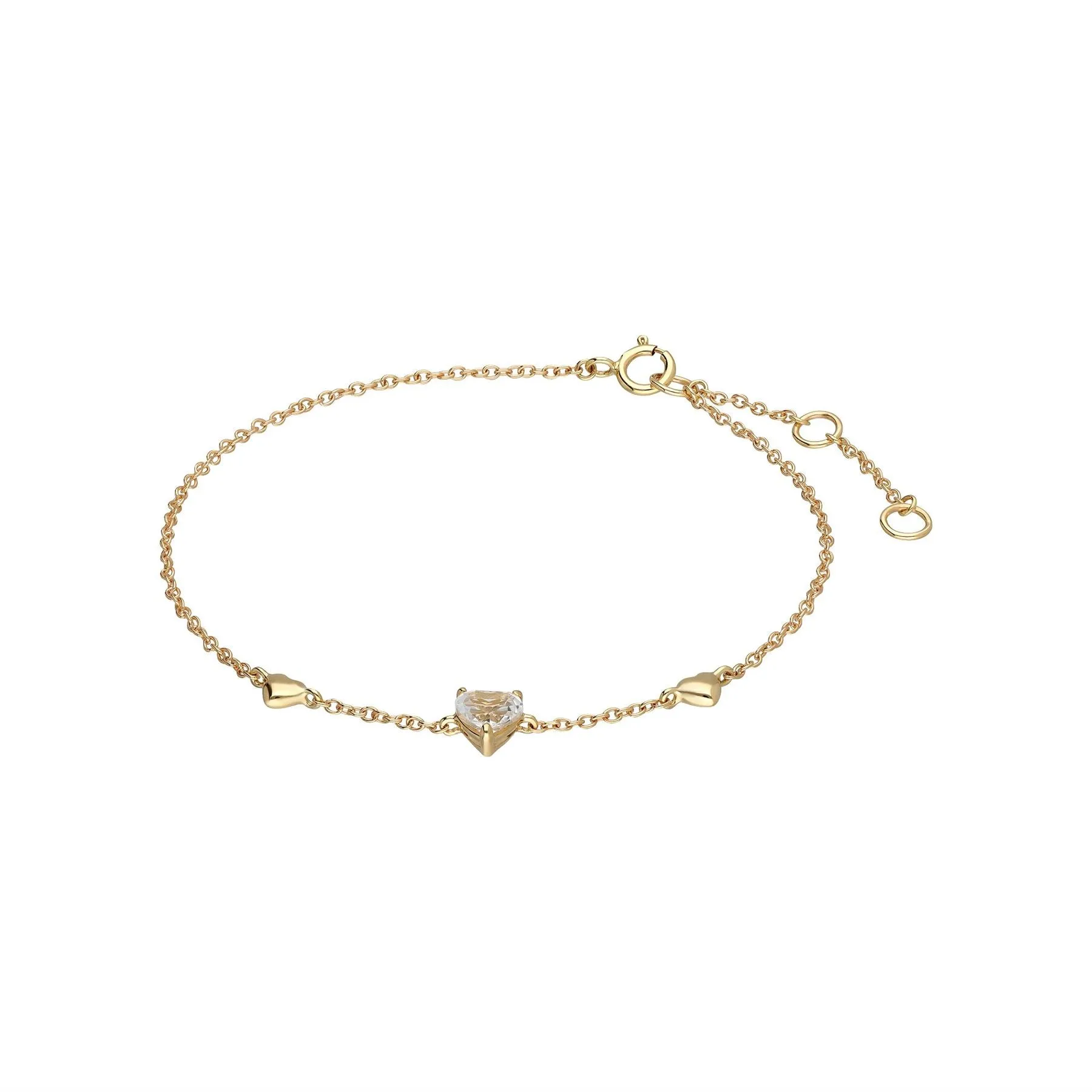 9 Karat Gelbes Gold Weißes Topas Herzarmband