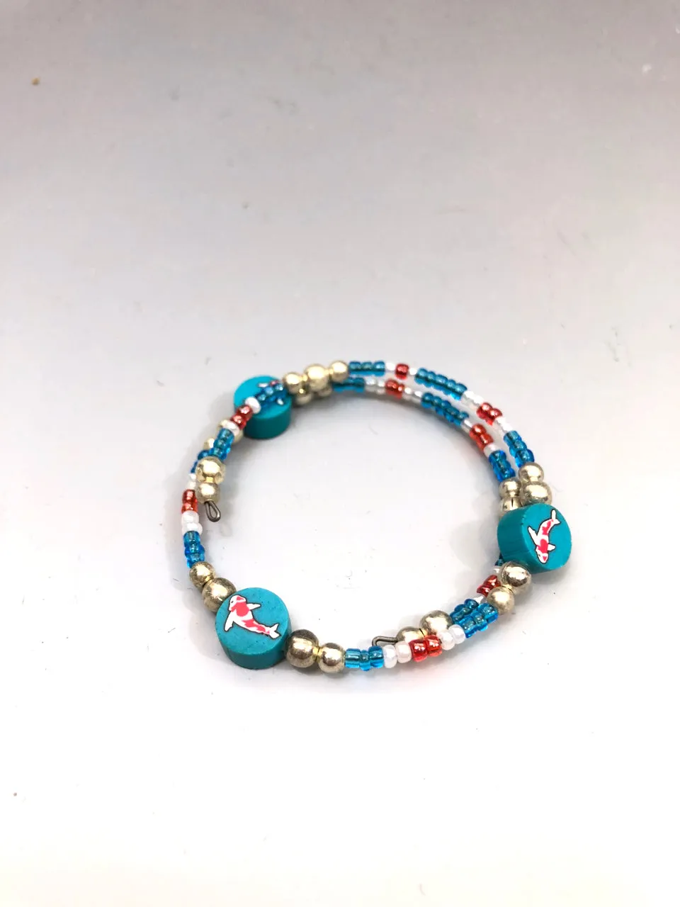 90s Beaded & Clay Bracelet (Fish Design)