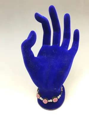 90s Beaded & Clay Bracelet (Pink Flower Design)
