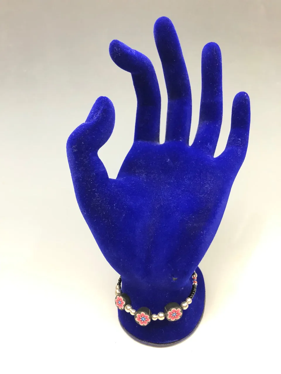 90s Beaded & Clay Bracelet (Pink Flower Design)