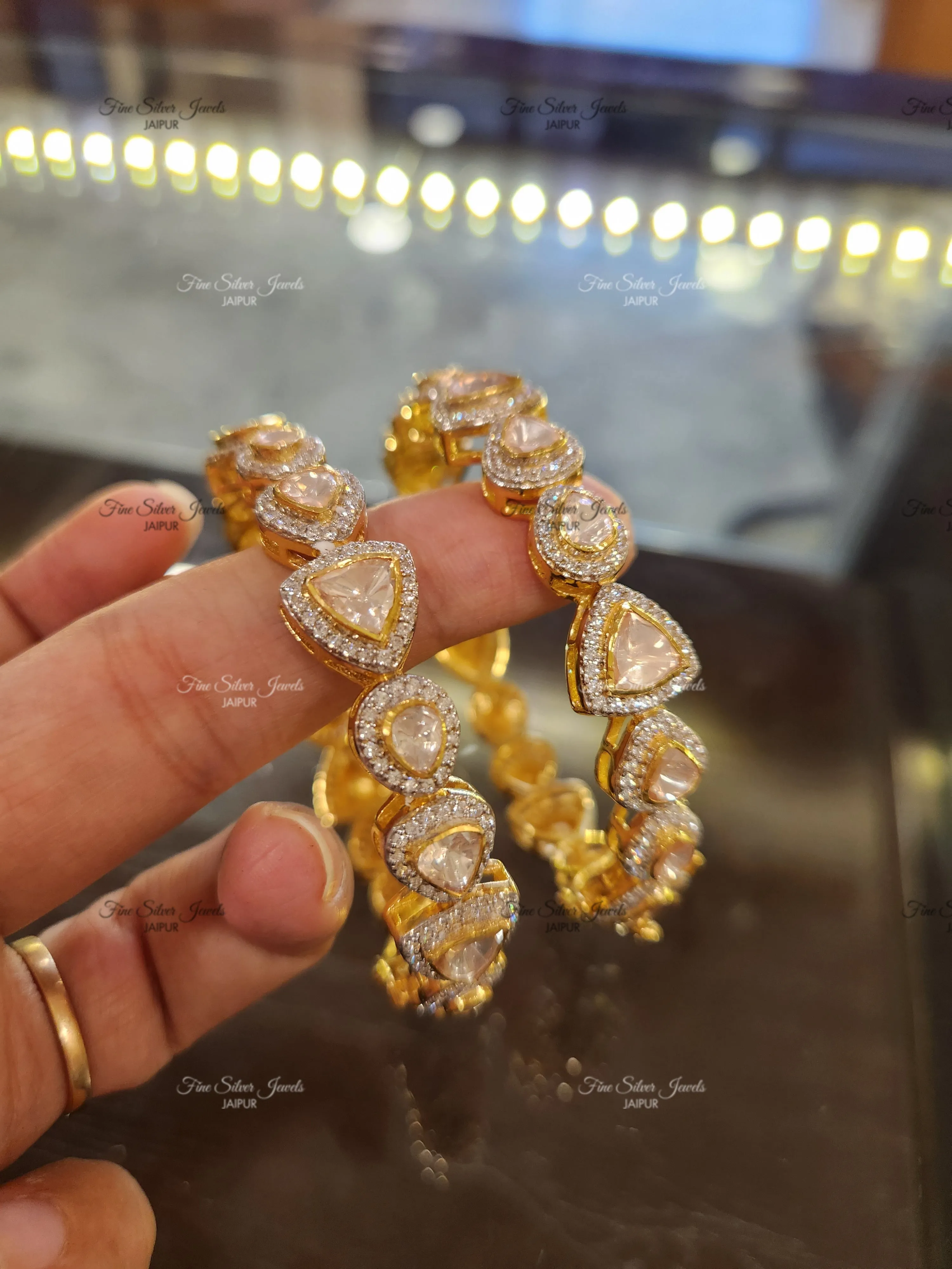 925 Silver Matyasa Polki bangle (set of 2)
