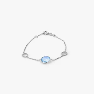 9K satin white gold Kensington bracelet with topaz