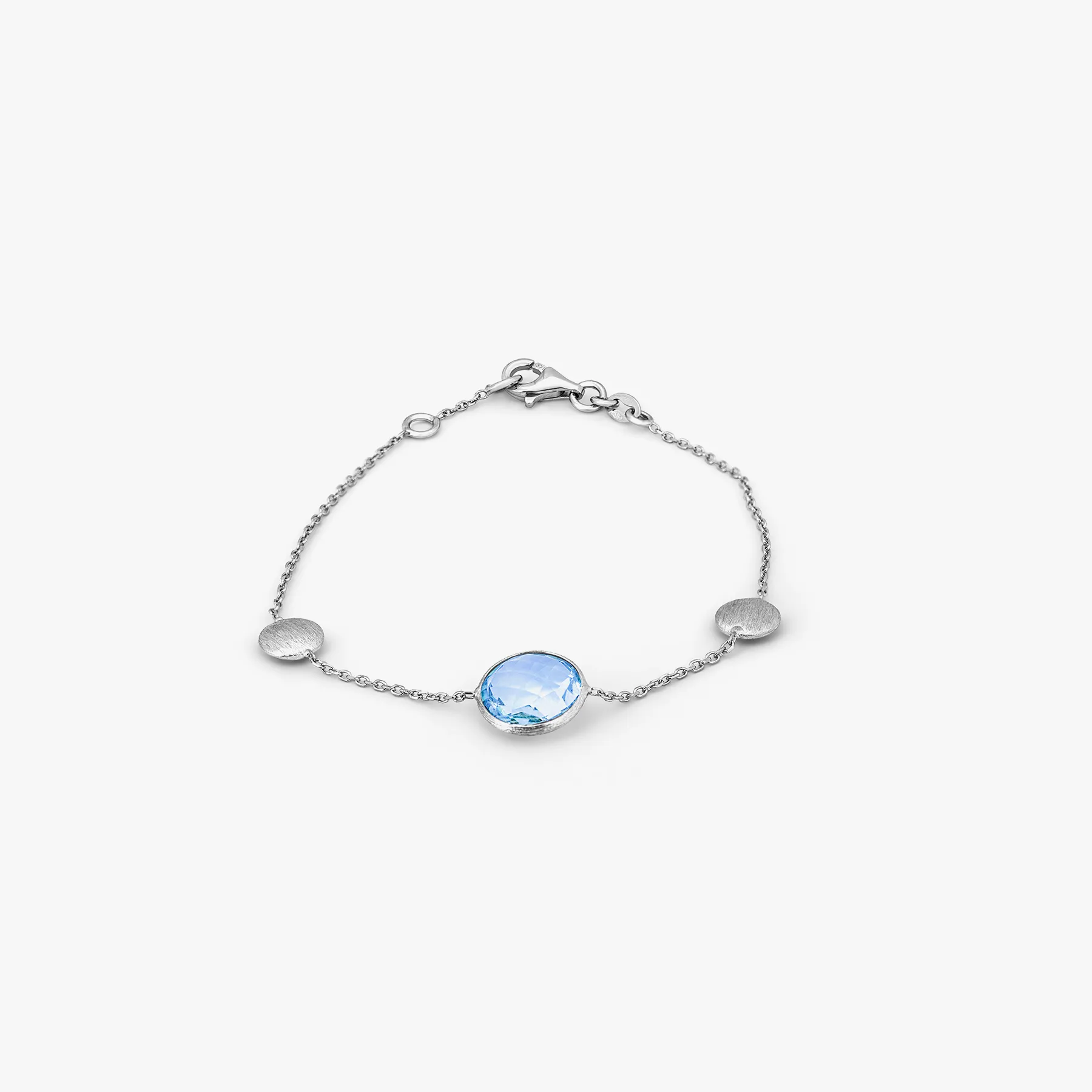 9K satin white gold Kensington bracelet with topaz