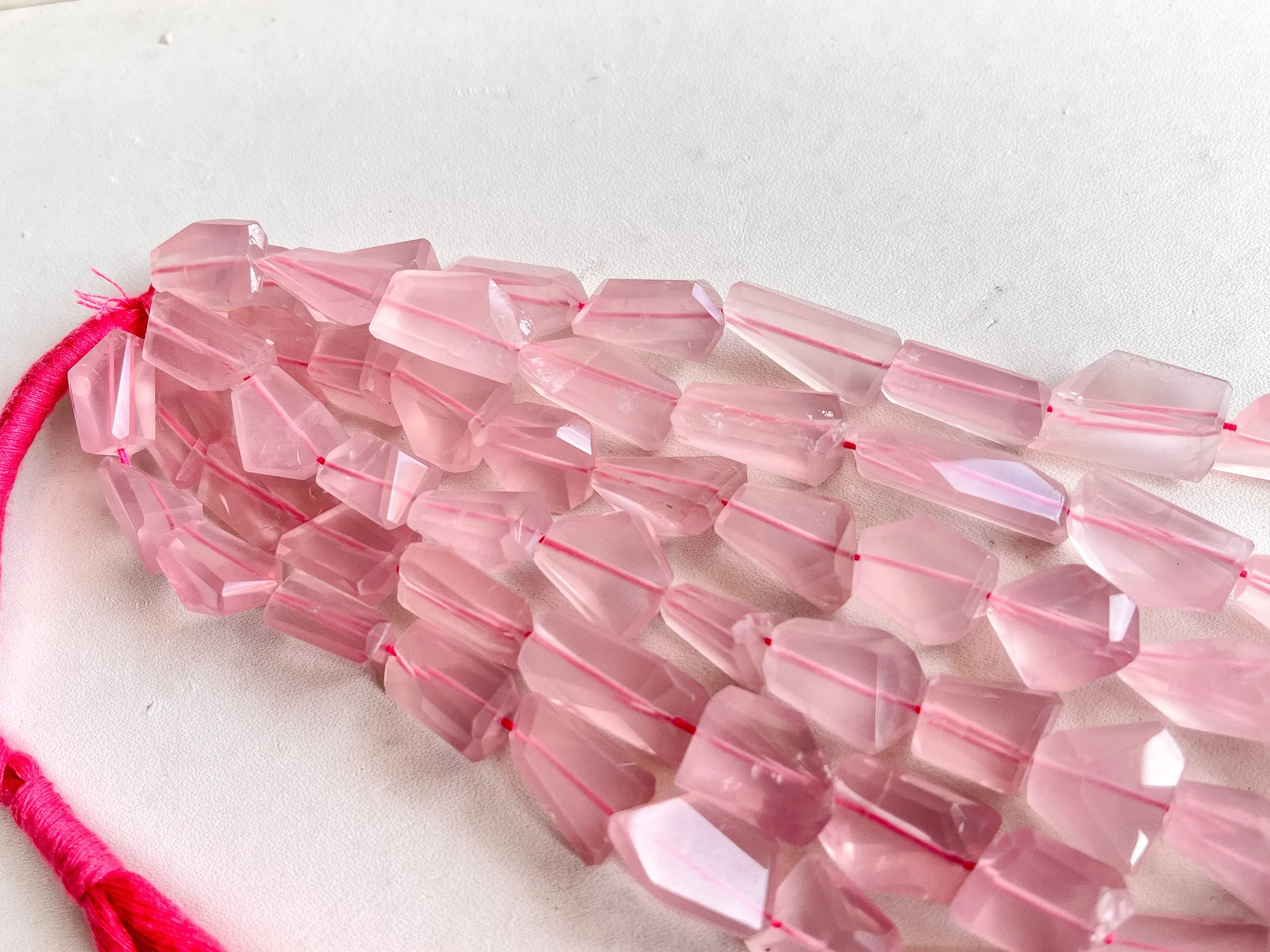 AAA Natural Rose Quartz faceted Tumble Shape Clear Quality Beads