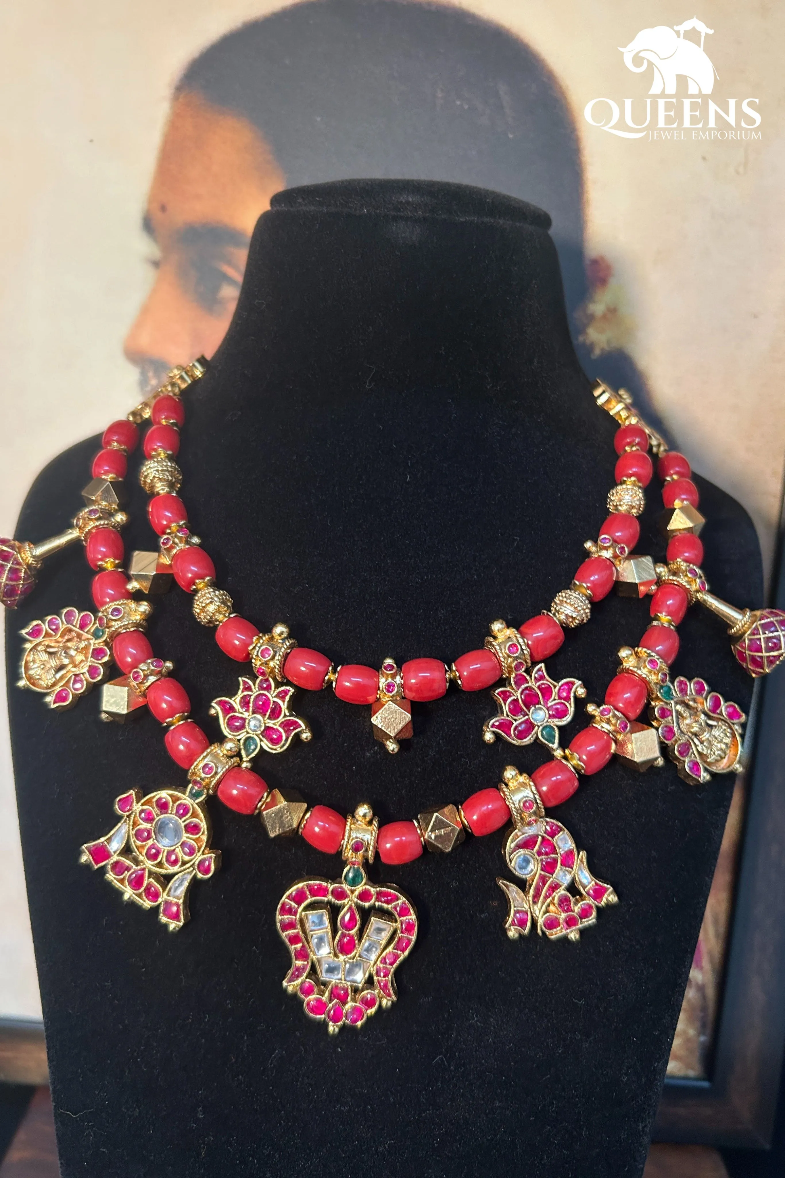 AASTAMANGALAM CORAL NECKLACE