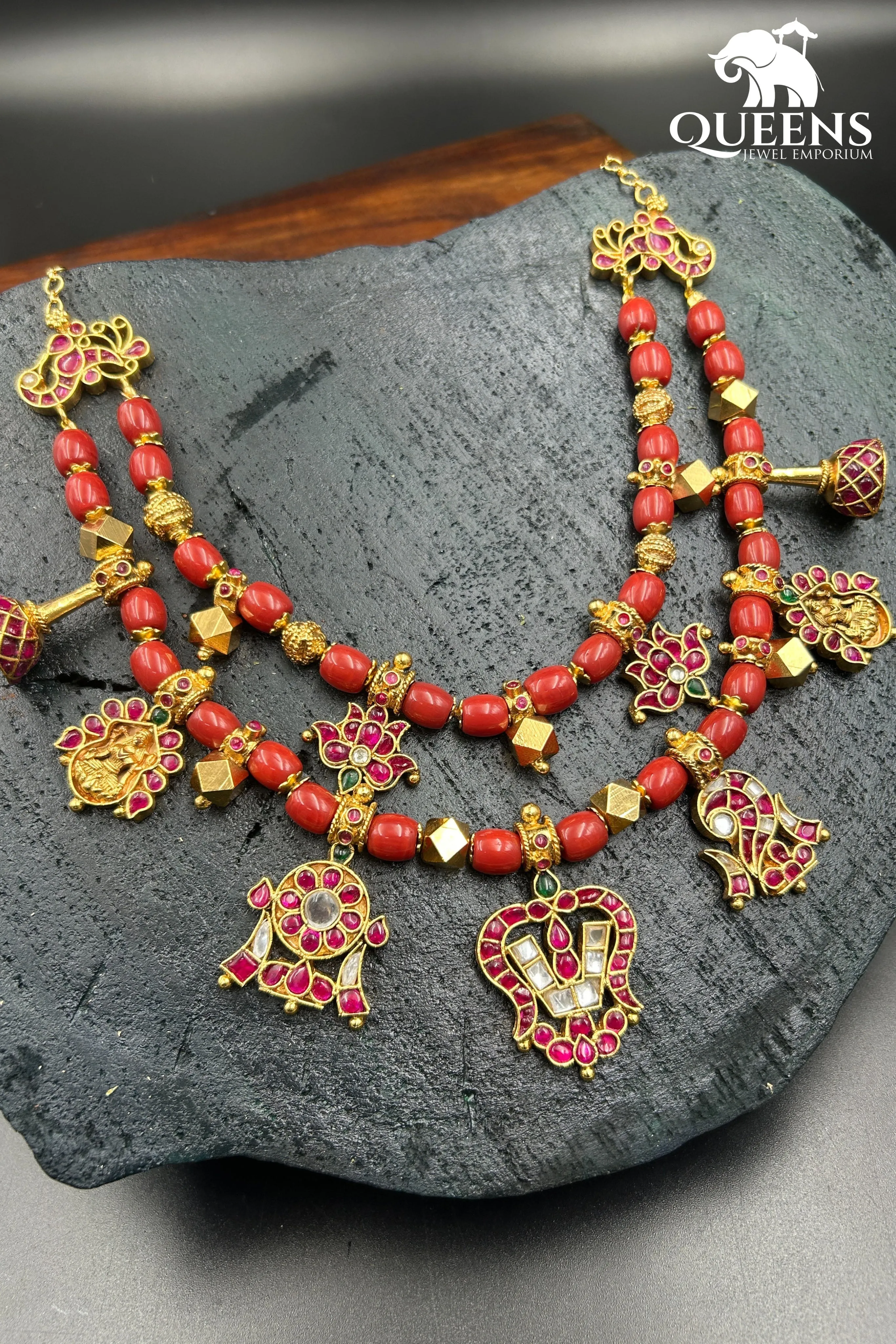 AASTAMANGALAM CORAL NECKLACE