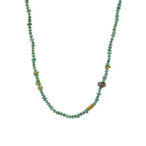 An Emerald, Pearl,   Gold Bead Necklace