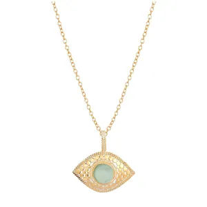 Anna Beck Gold Evil Eye Green Quartz Necklace