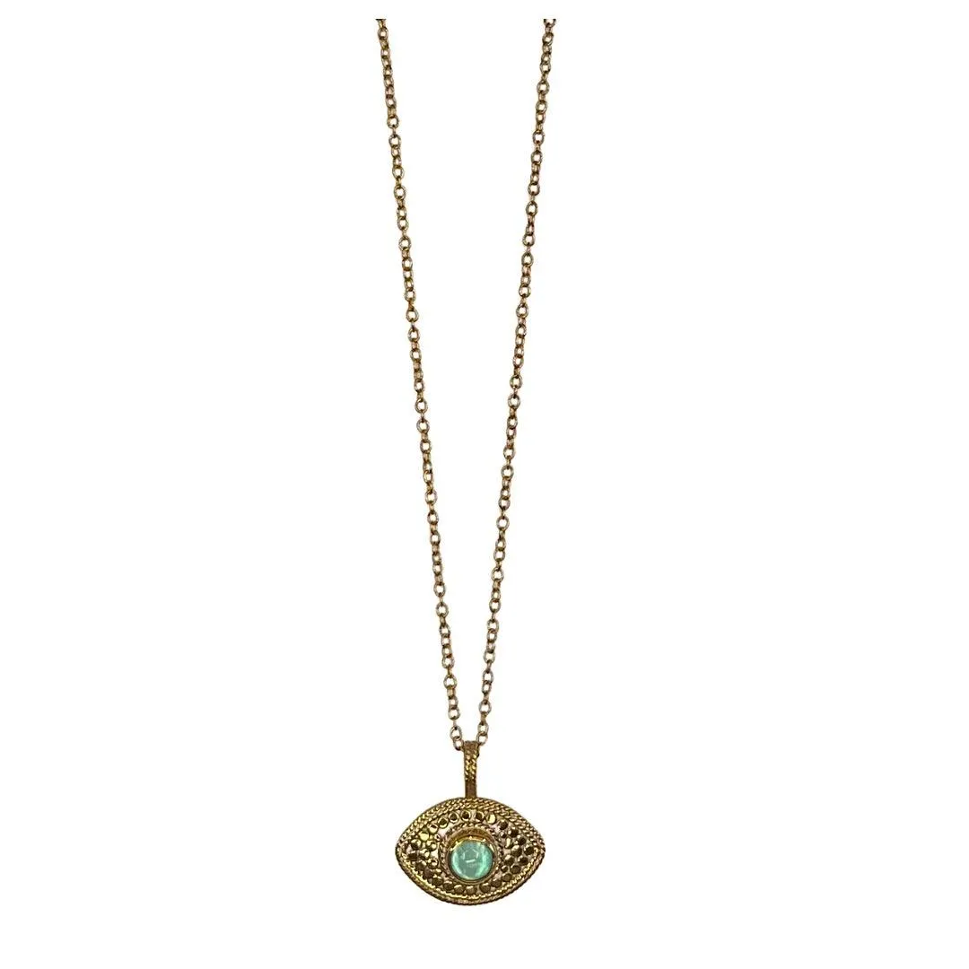 Anna Beck Gold Evil Eye Green Quartz Necklace