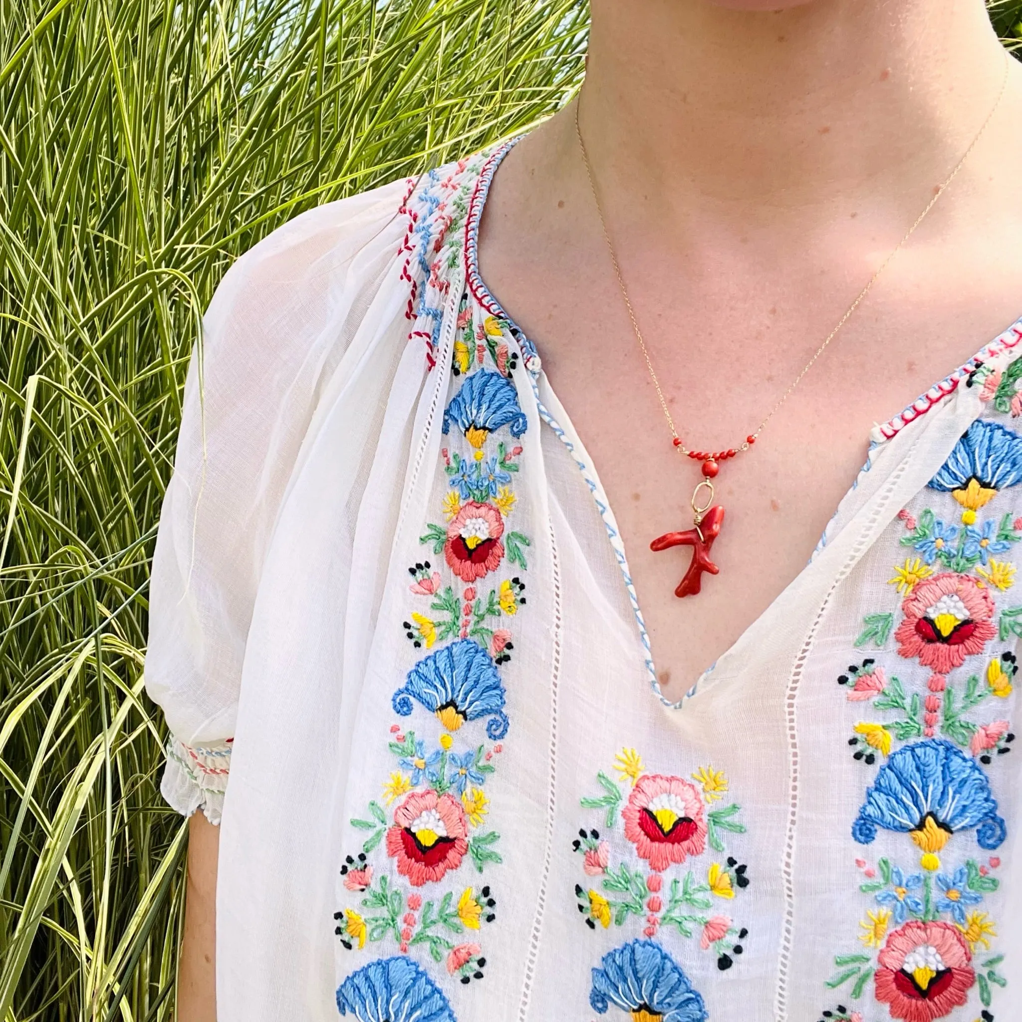 Antique Red Branch & Bead Necklace by brunet