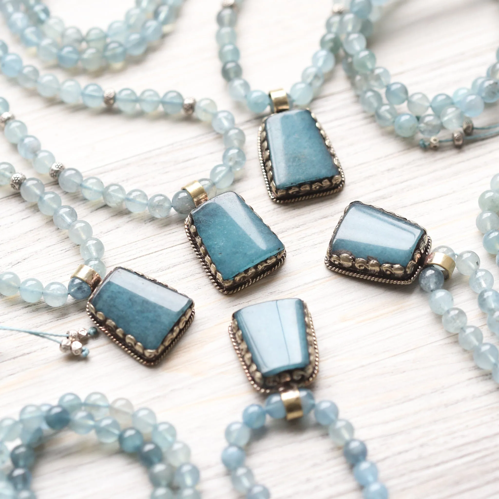 Aquamarine Serenity Mala & Bracelet Set