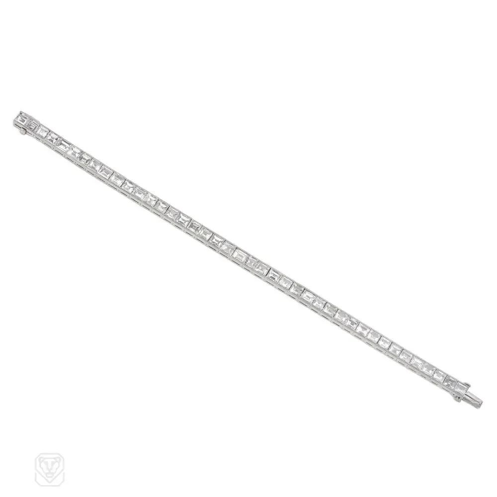 Art Deco emerald cut diamond line bracelet