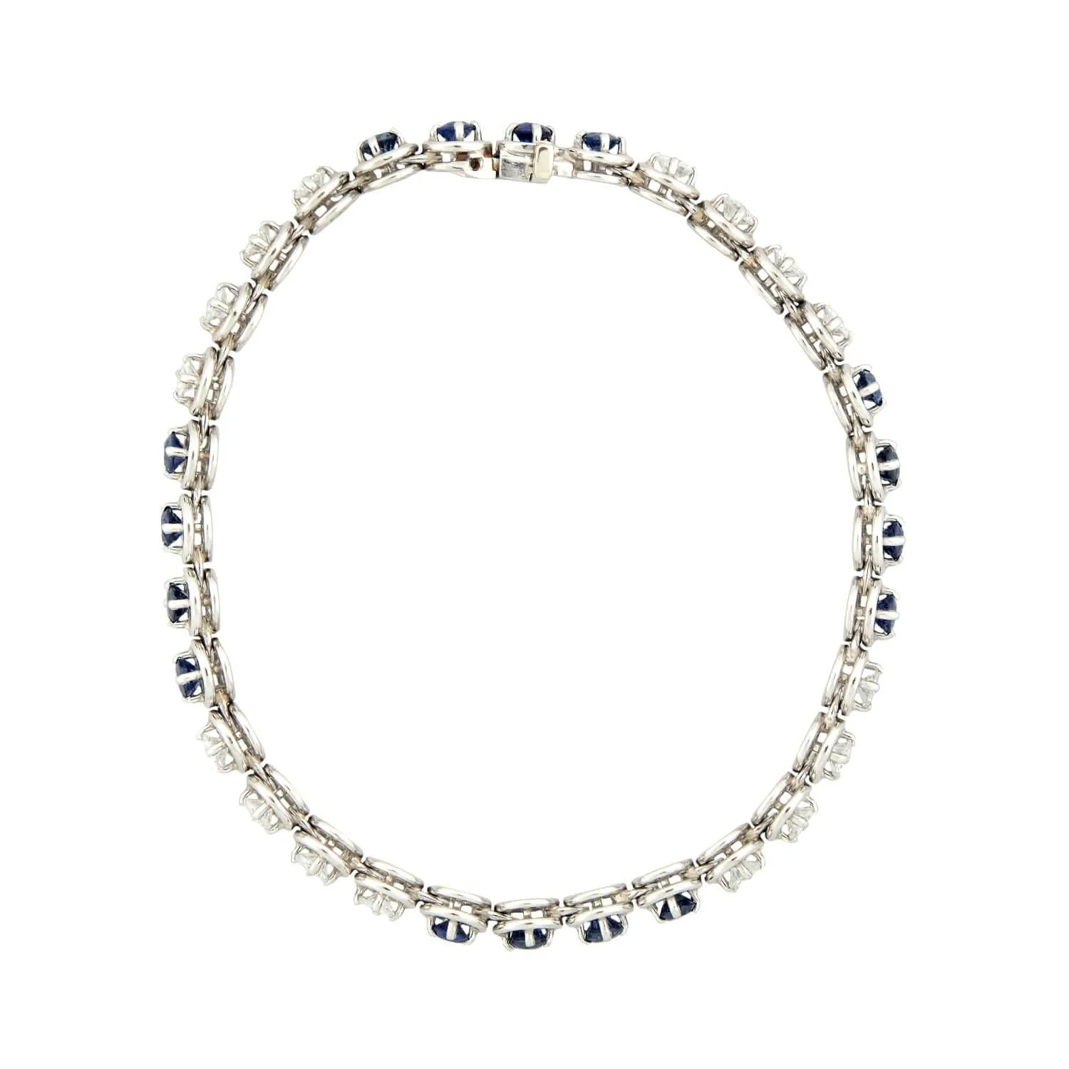 Art Deco Platinum Diamond and Sapphire Line Bracelet