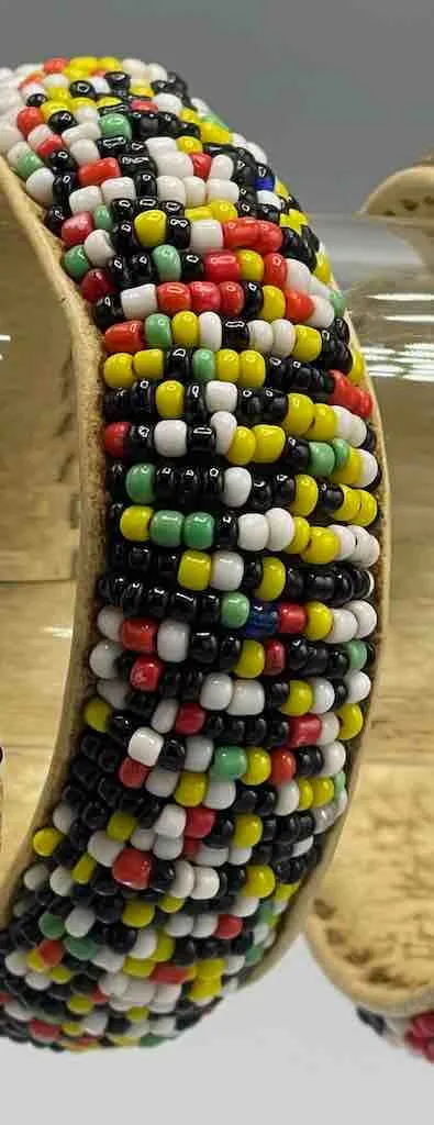 Assorted Designs Wide Beaded Leather Bracelet - Mali