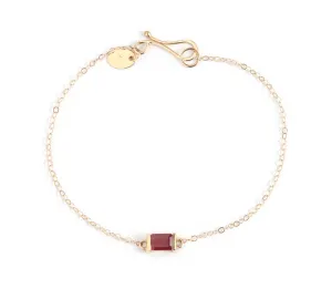 Bar Baguette Ruby Chain Bracelet