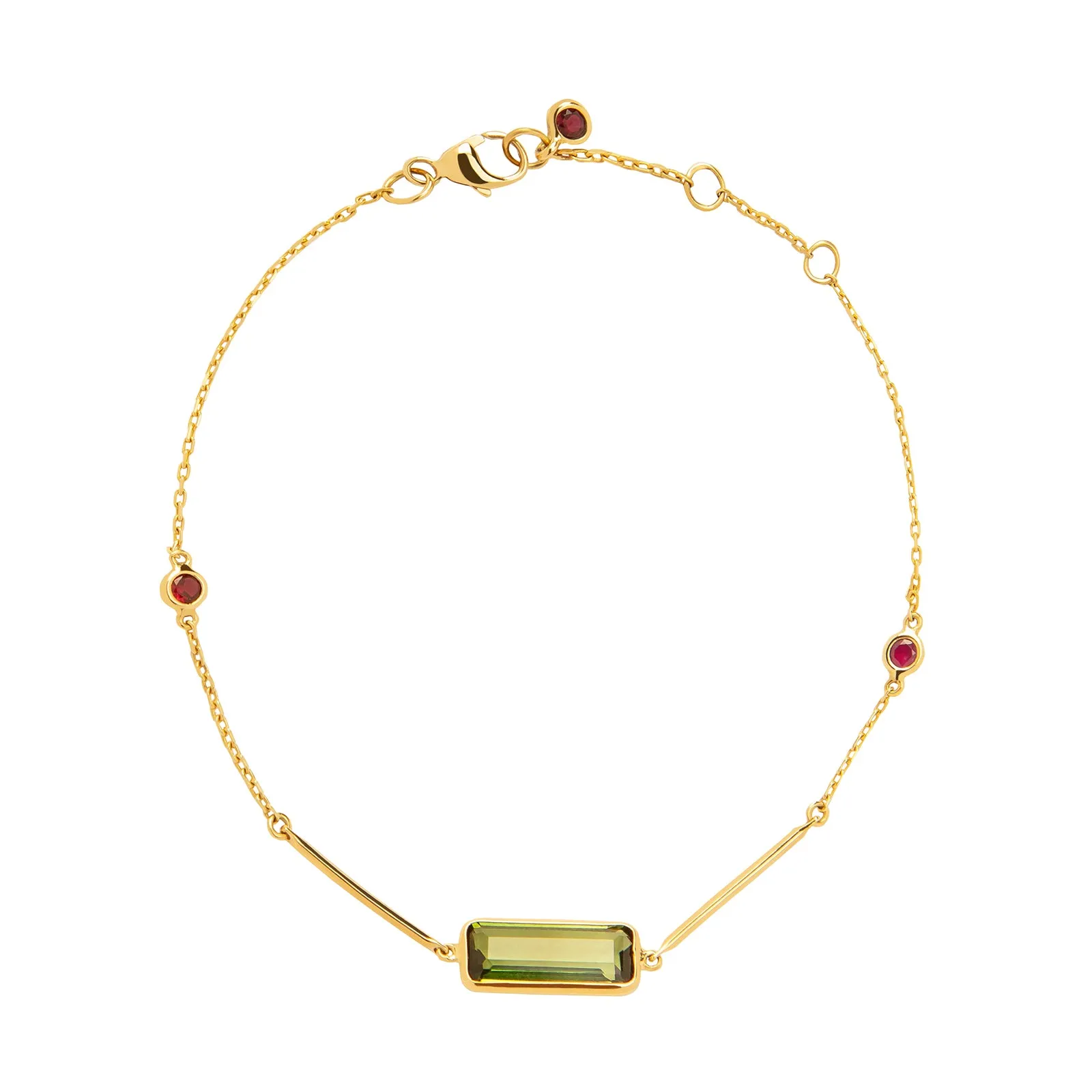 Bar Bracelet - Tourmaline & Ruby