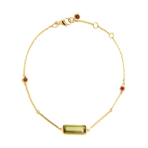 Bar Bracelet - Tourmaline & Ruby