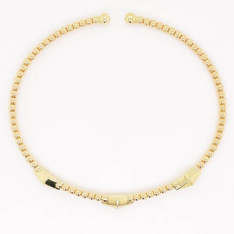 Bead w Pyramid Stations Flexible Bangle Stackable