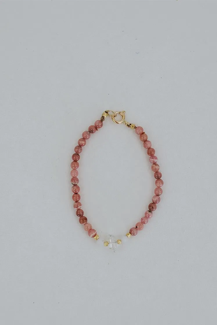 Beaded Bracelet - Rhodochrosite & Herkimer