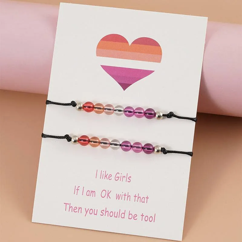 Beaded Lesbian Couple Bracelet Set 2PC