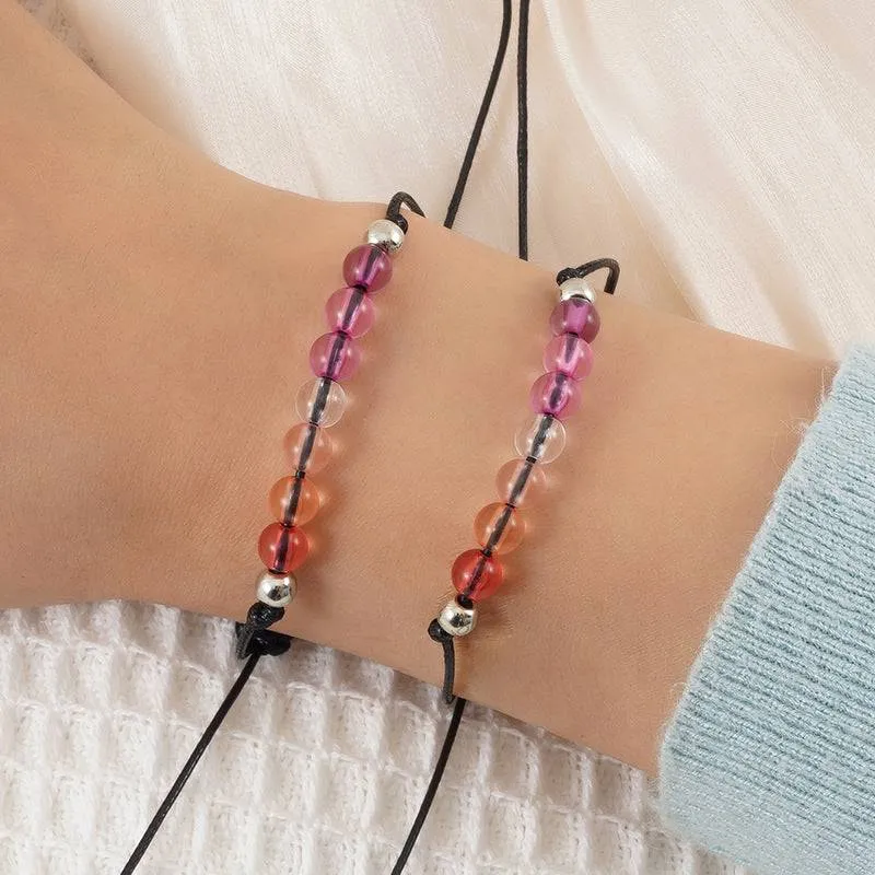 Beaded Lesbian Couple Bracelet Set 2PC