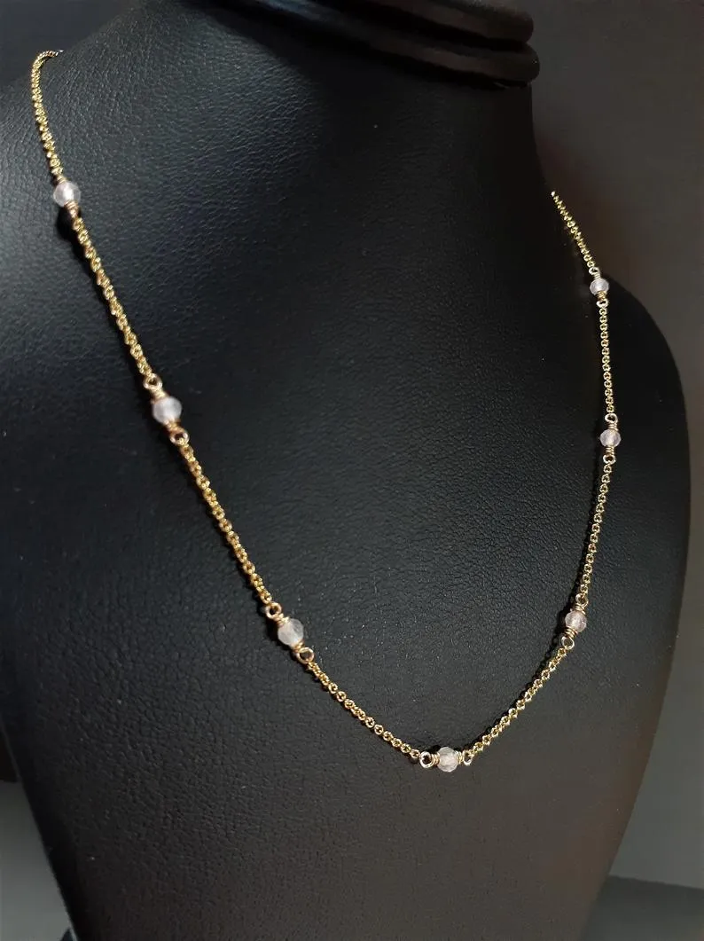 Beaded Rainbow Moonstone Necklace