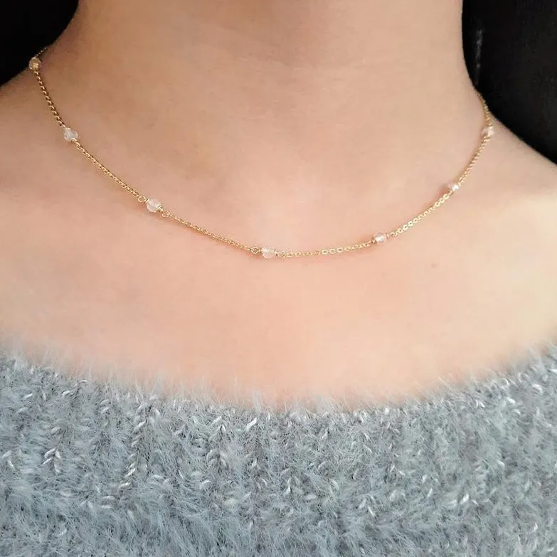 Beaded Rainbow Moonstone Necklace