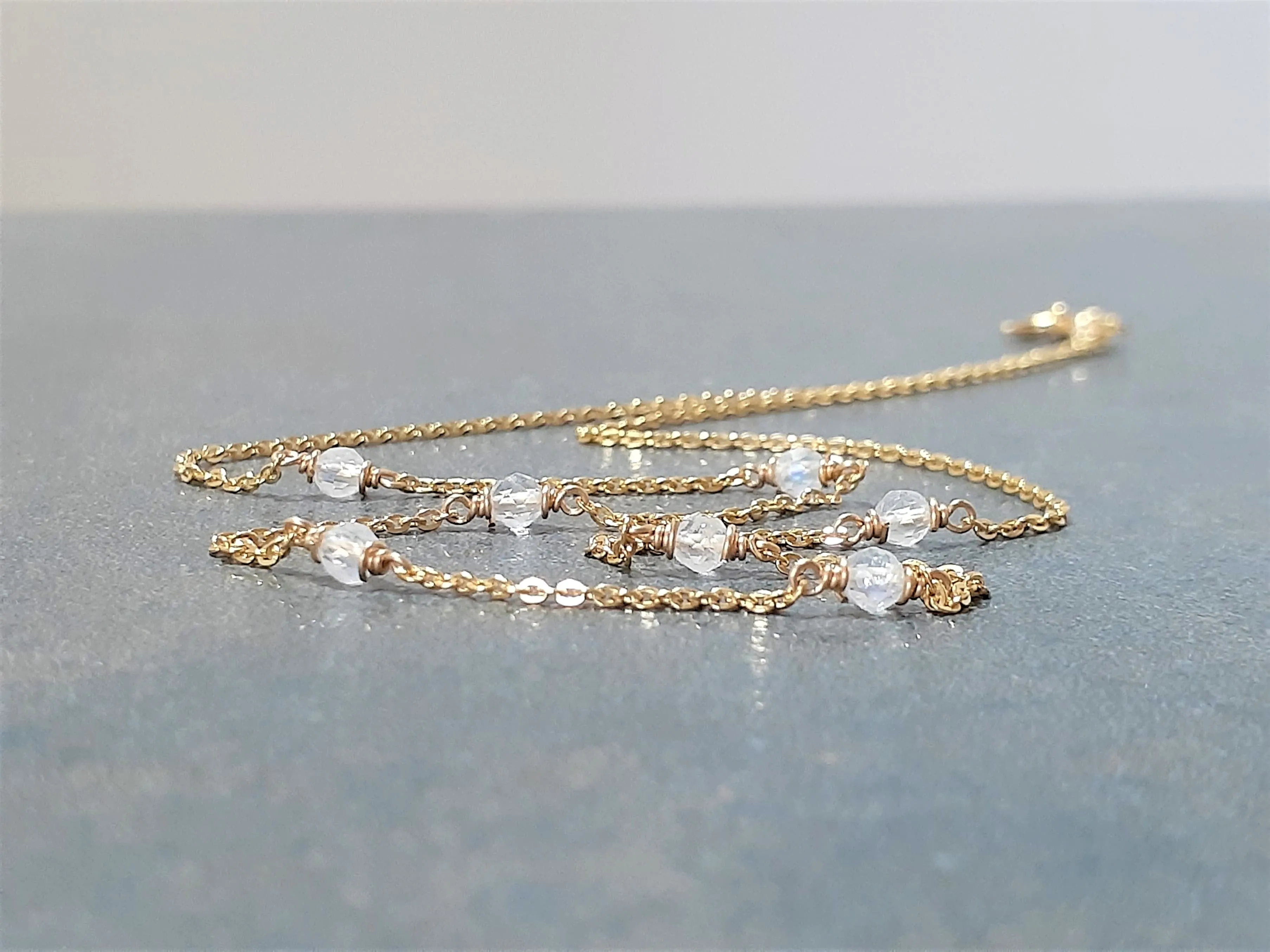 Beaded Rainbow Moonstone Necklace