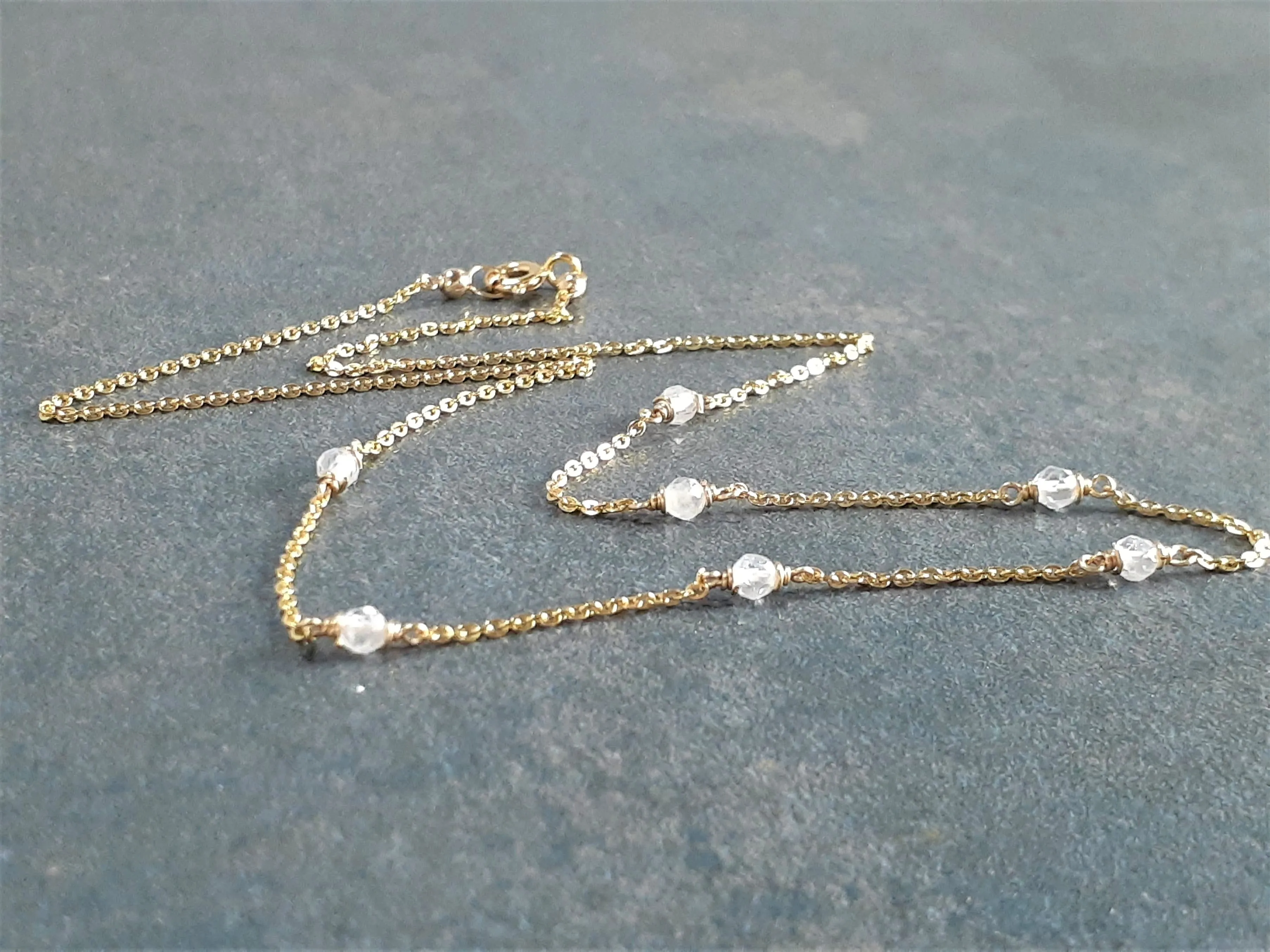 Beaded Rainbow Moonstone Necklace