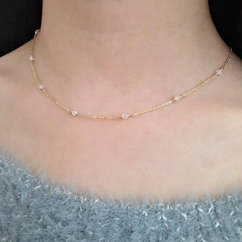 Beaded Rainbow Moonstone Necklace