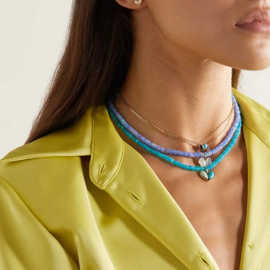 Beaded Sweetheart Necklace Ethiopian Opal & Peridot