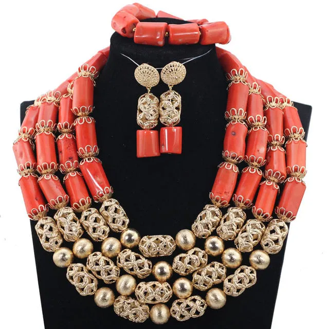 Beautiful Indian Bridal Coral Statement Necklace Set