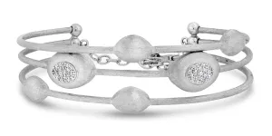 Beauvince Pulse Satin Diamond Bangle (0.25 ct Diamonds) in White Gold