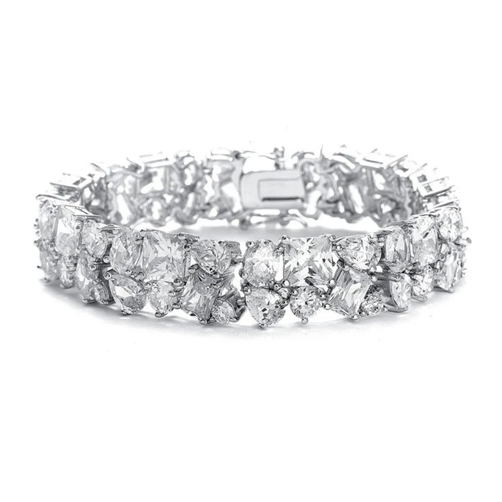 Bedazzling Wedding Bracelet in Multi Shaped CZ