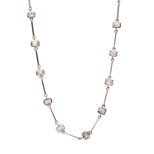 Bezel Set Emerald Cut Diamond Necklace