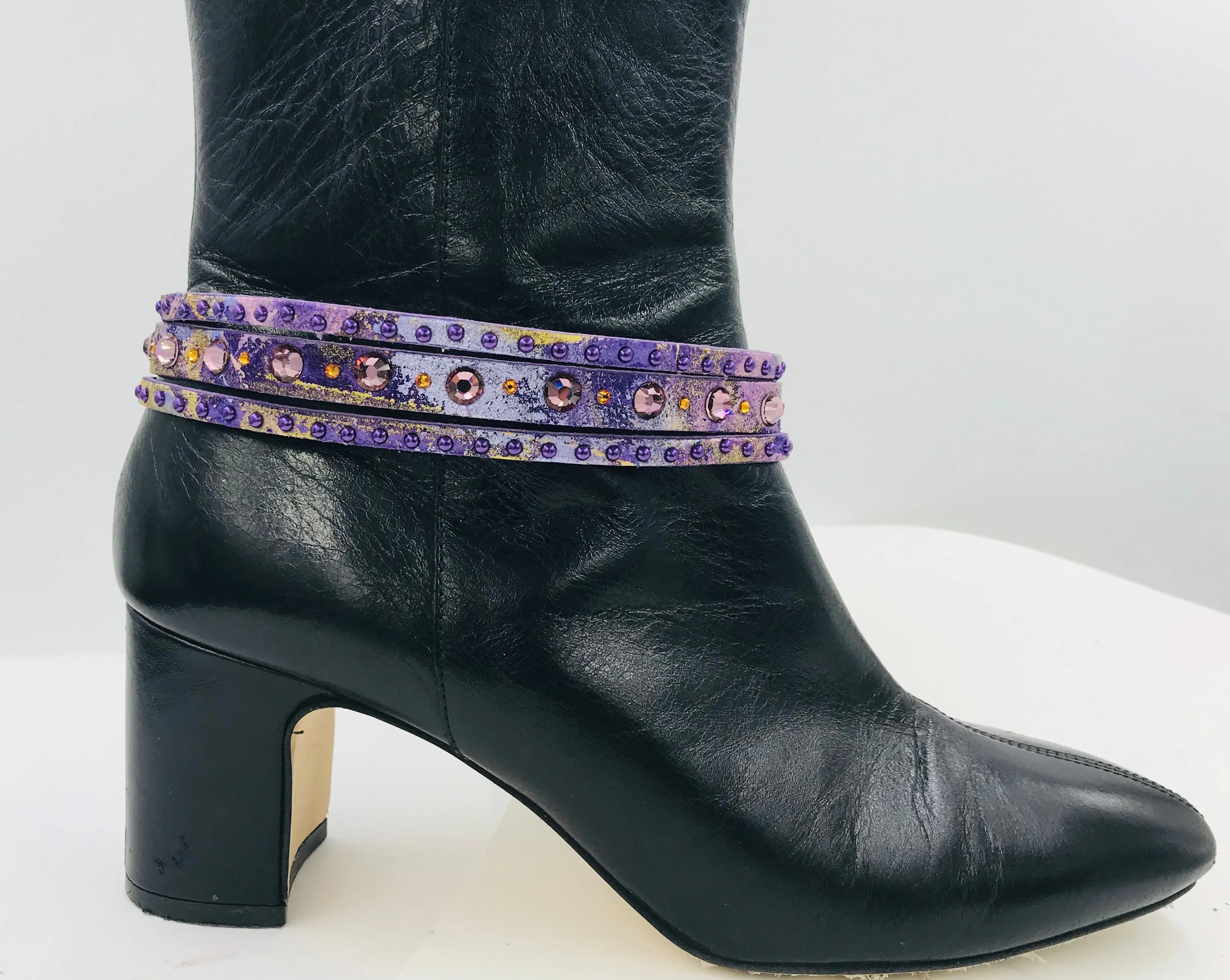 Big Stone Triple Treat Bracelet/Choker/Boot Cuff - "Amethyst Allure"