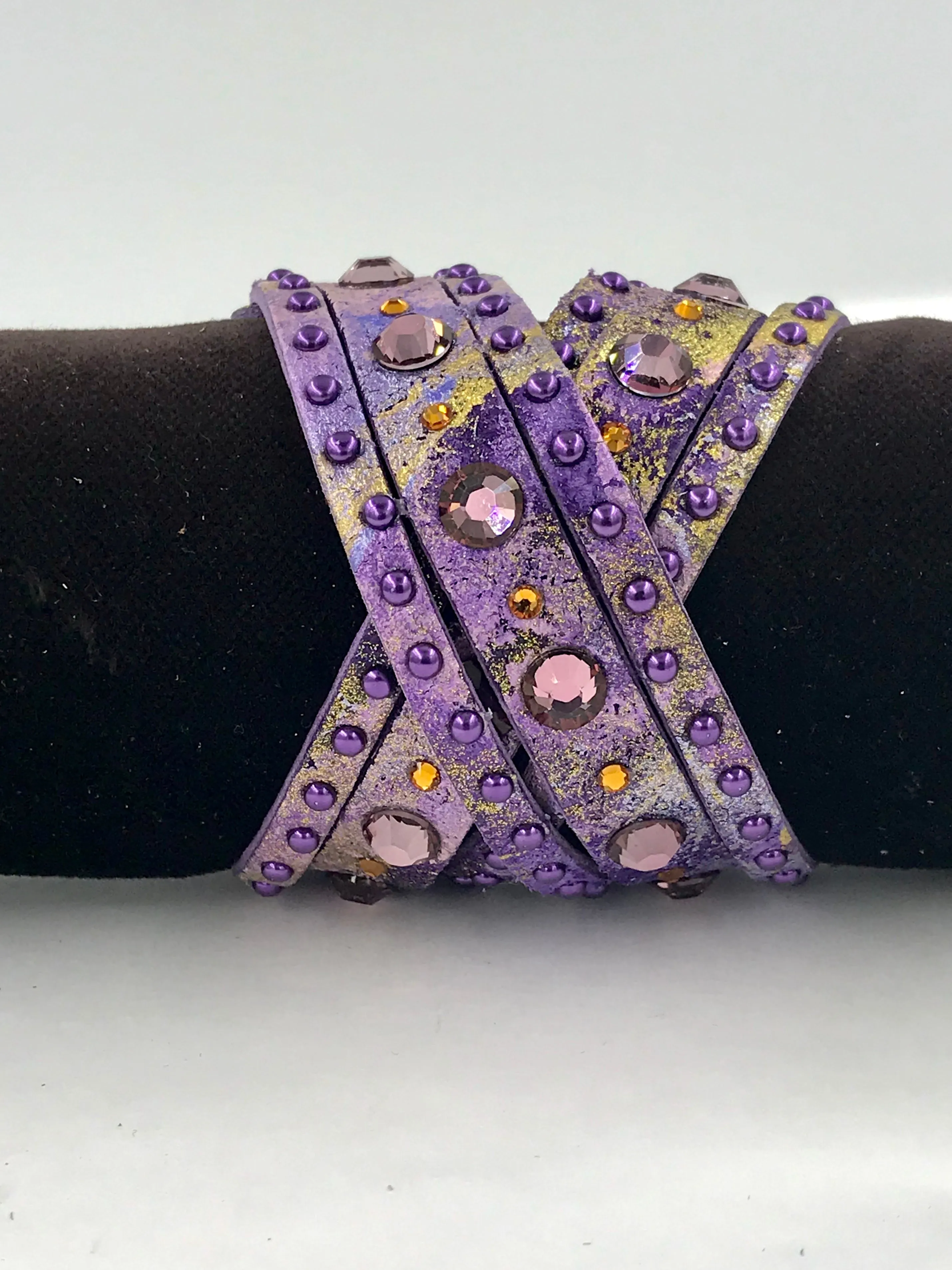 Big Stone Triple Treat Bracelet/Choker/Boot Cuff - "Amethyst Allure"