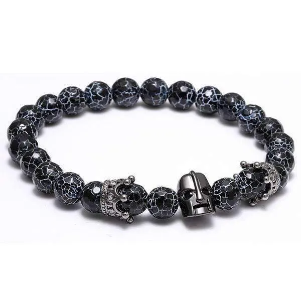 Black Spartan Leonidas Agate Beads Bracelet