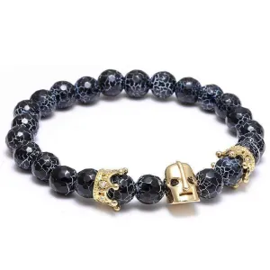 Black Spartan Leonidas Agate Beads Bracelet
