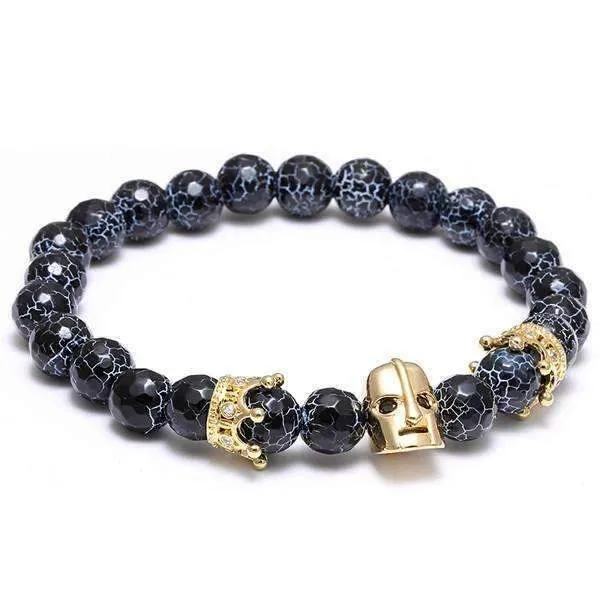 Black Spartan Leonidas Agate Beads Bracelet