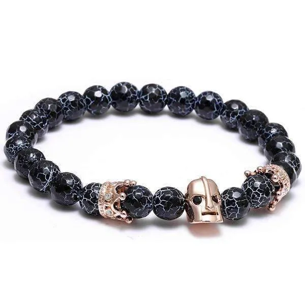 Black Spartan Leonidas Agate Beads Bracelet